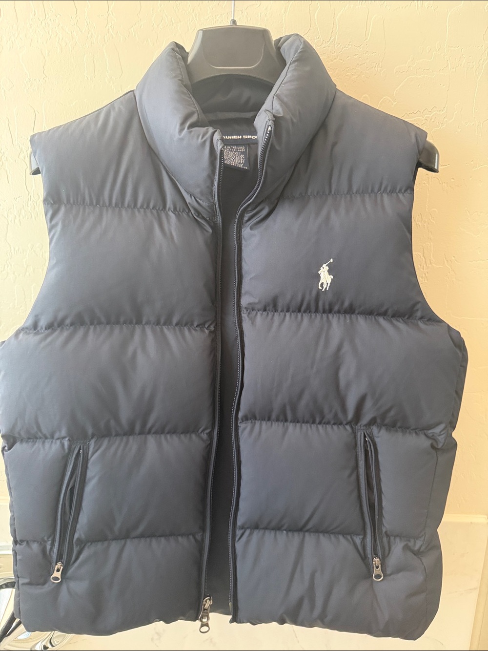 Polo by Ralph Lauren Navy Quilted Down Puffer Vest with White Logo